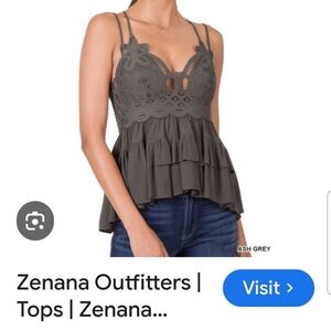 Zenana Outfitters Charcoal Lace Camisole